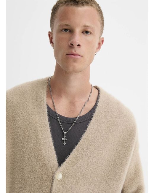 Djab Natural Solid Fuzzy Cardigan for men