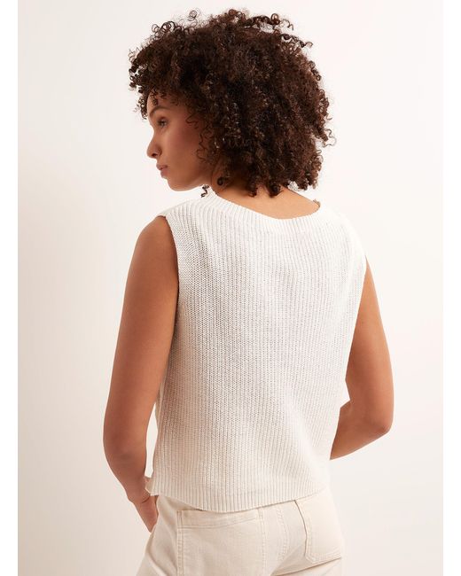 Contemporaine Natural Side Buttons Ribbed Sweater Vest