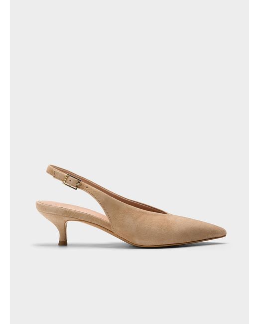 Simon's White Suede Slingback Pumps Women Exclusive Collection From Italy