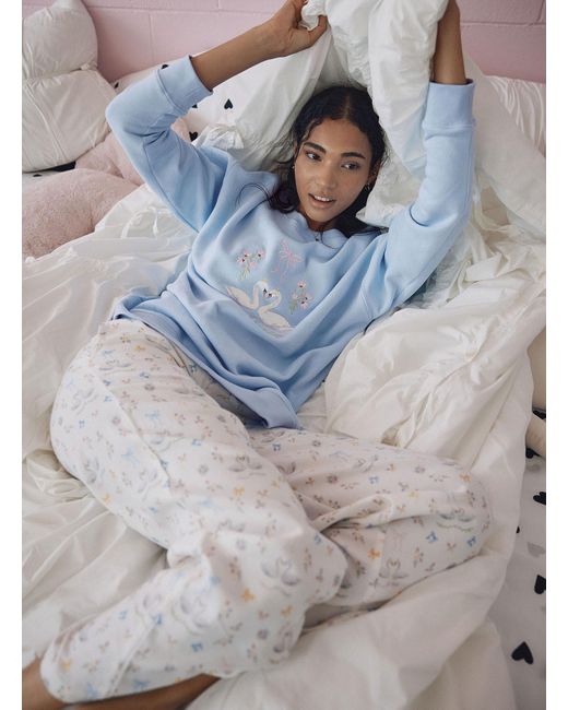 Miiyu Gray Cute Print Soft Flannel Lounge Pant