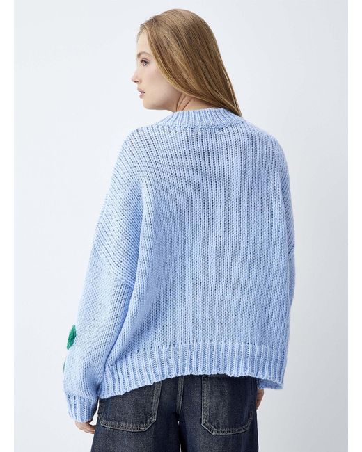 Twik Blue Large Colourful Flowers Sweater