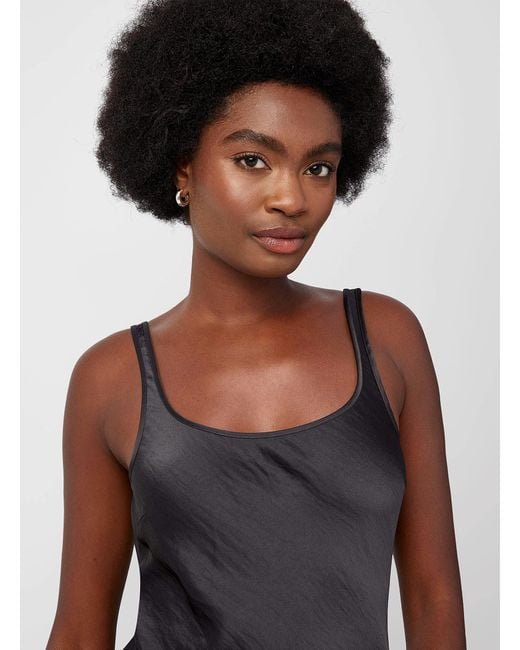 Samsøe & Samsøe Sunna Dark Satin Maxi Dress in Blue | Lyst