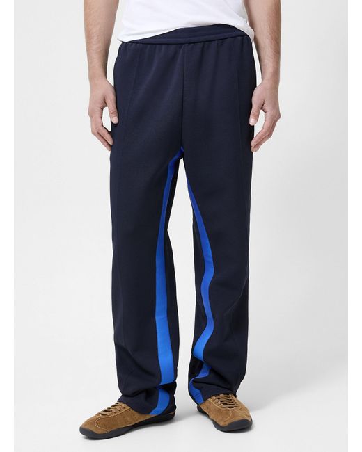 Adidas Blue Inseam Stripe Piqué Track Pant for men