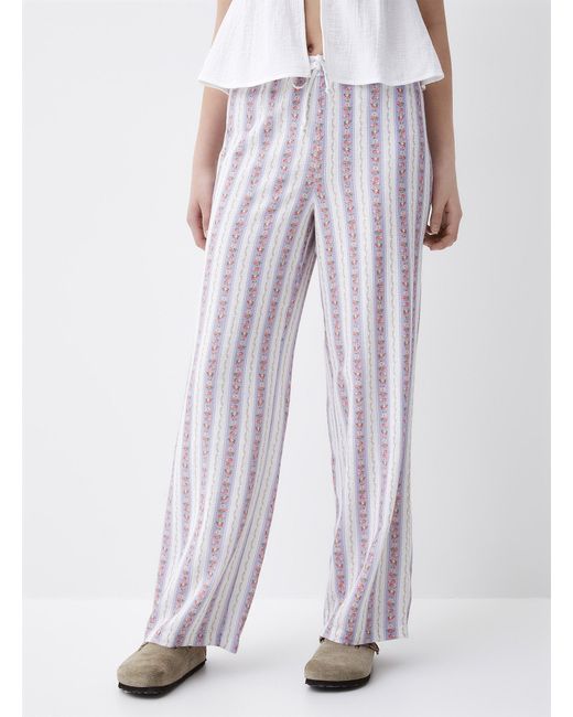 Twik White Touch Of Linen Printed Pant