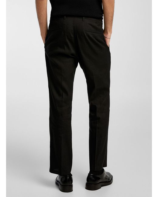Drykorn Black Pleated Stretch Linen Pant Straight Fit for men