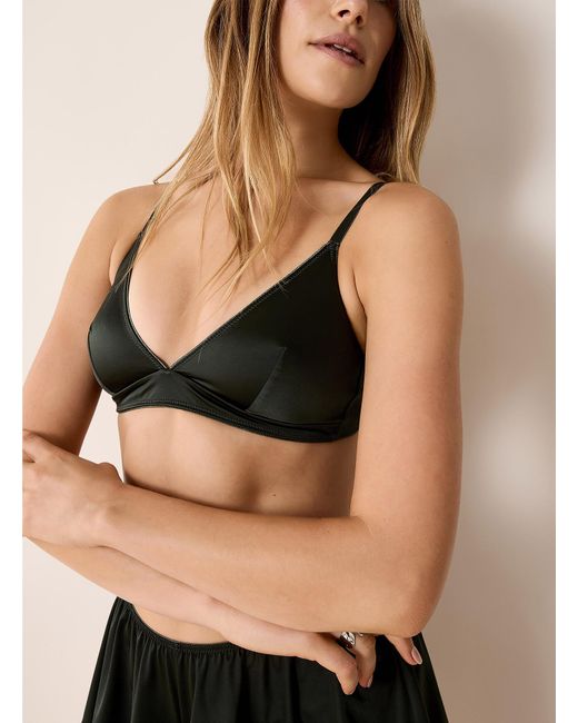 Miiyu Black Solid Satiny Triangle Bralette