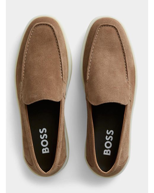 Boss Brown Clay Casual Suede Loafers Men for men