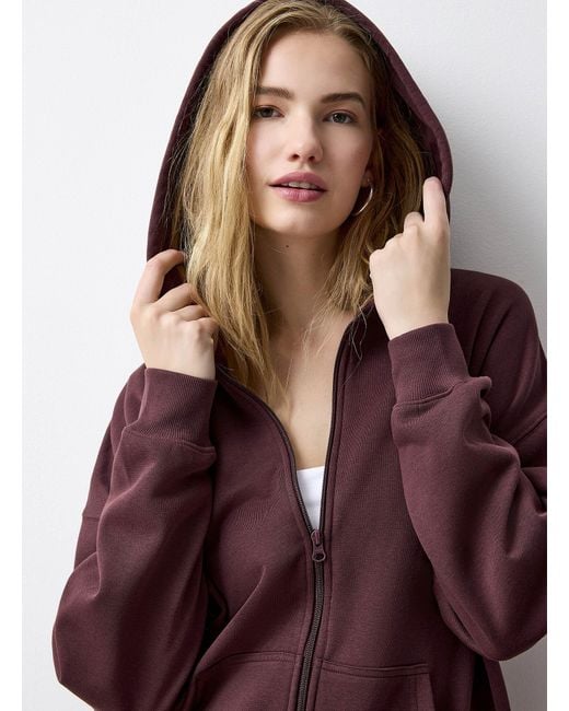 Twik Purple Thin Jersey Loose Zippered Hoodie