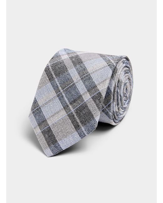 Olymp Gray Woven Check Tie for men