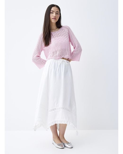 ONLY Pink Scalloped Edging Openwork Sweater
