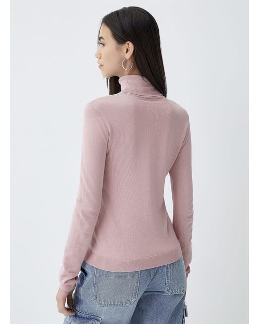 Twik Pink Solid Turtleneck Sweater
