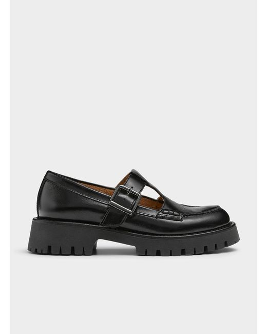 Simon's Black Notched Platform Mary Janes Women