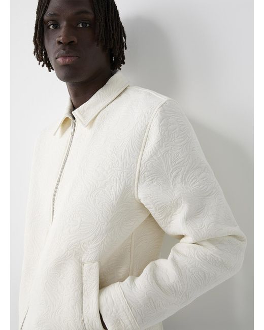 Wax London White Embossed Pattern Overshirt for men