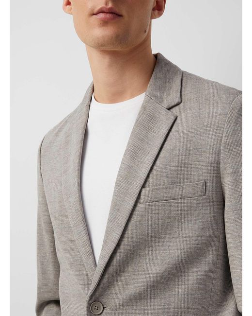 Only & Sons Gray Taupe Check Knit Jacket Slim Fit for men
