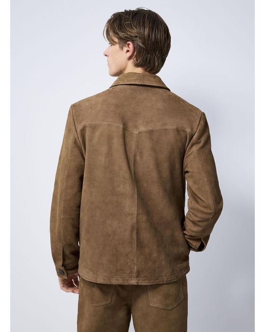 Le 31 Brown Genuine Suede Overshirt for men