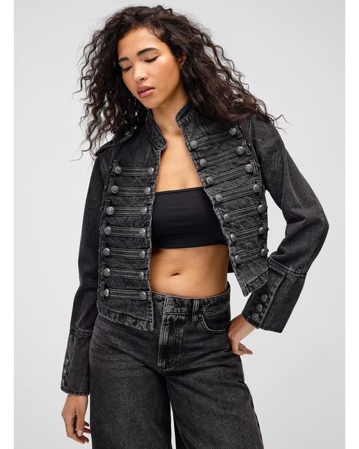 Twik Gray Fitted Denim Officer Jacket