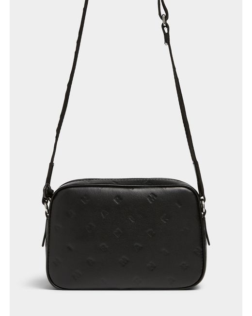 Marni Crossbody Embossed Logo Leather Bag in Black for Men