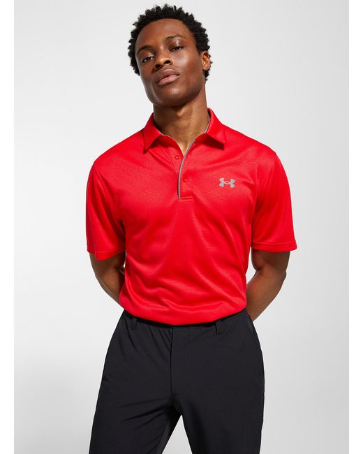 Under Armour Red Tech Solid Golf Polo for men