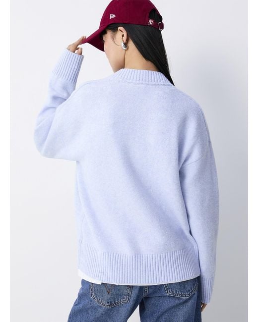 Twik Blue Fluffy Knit V