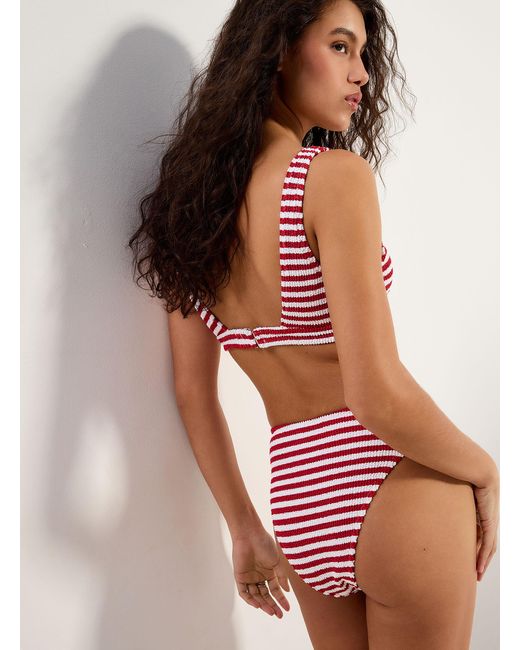 Simon's White Striped Ruffle Texture High