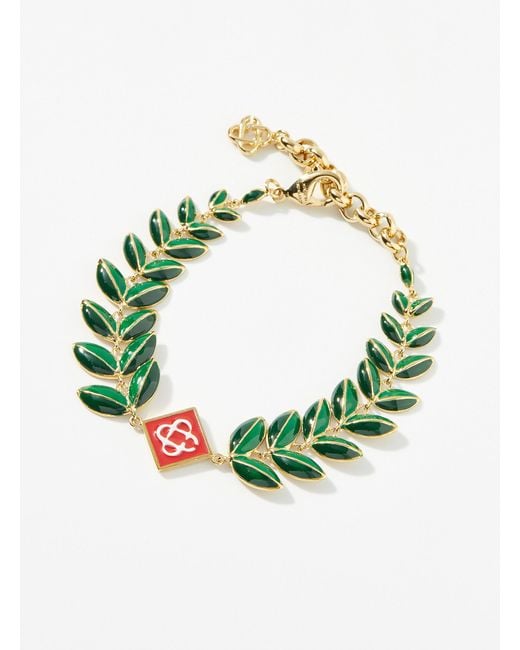 Casablancabrand Green Signature Laurel Leaf Bracelet for men