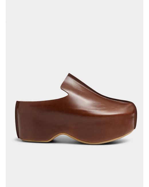 J.W. Anderson Brown Leather Platform Clogs Men for men