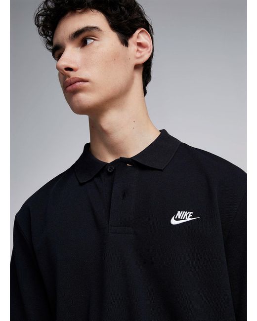 Nike Black Small Logo Piqué Polo for men