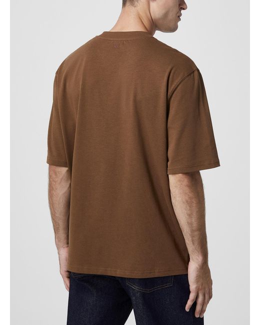 AMI Brown De Coeur Embossed Logo T for men
