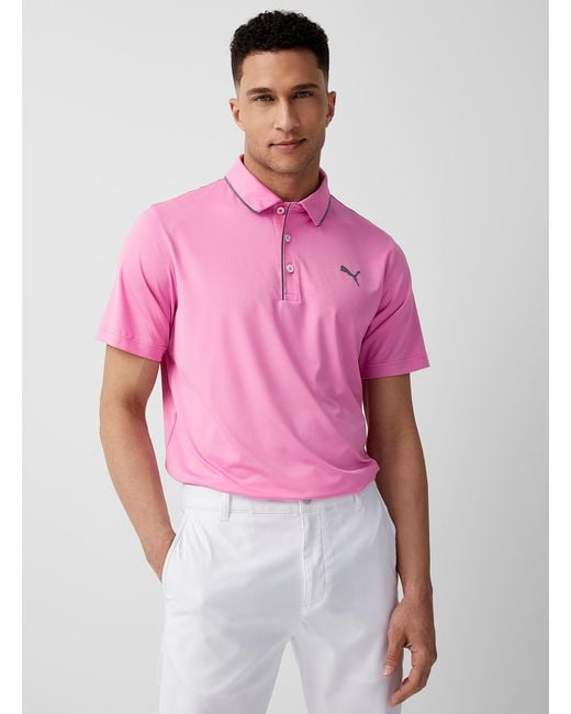 Fremme Merchandising parti PUMA Bridges Trimmed Hem Pink Golf Polo for Men | Lyst