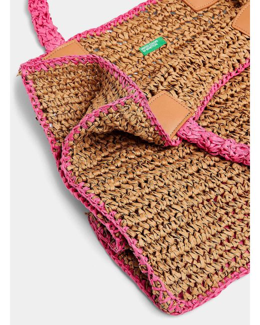Benetton Colourful Straw Tote in Pink | Lyst Canada