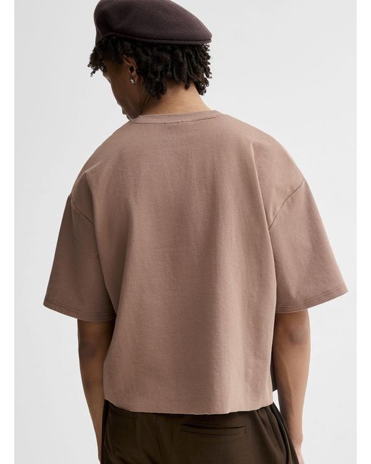 Djab Brown Cropped Solid T for men
