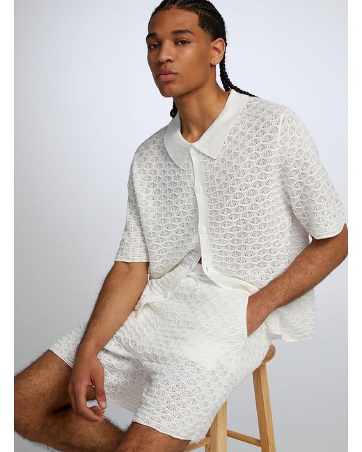 Coney Island Picnic White Resort Crochet Knit Short for men