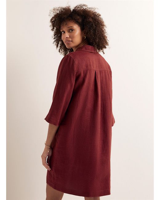 Contemporaine Red Organic Linen Shirtdress