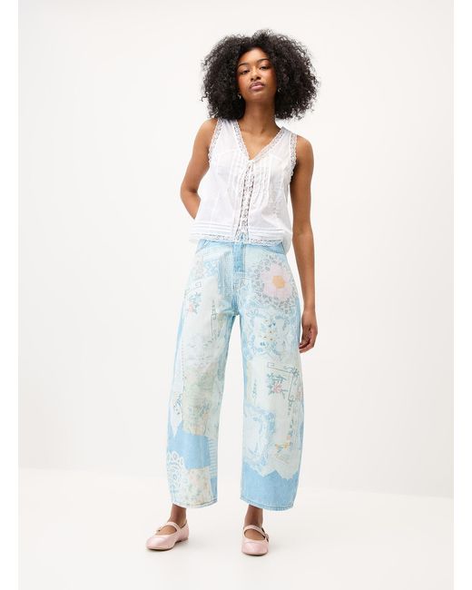 Twik Blue Patchwork Print Barrel