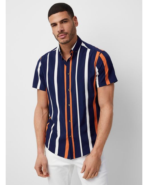 Report Collection Blue Soft Vertical Stripe Shirt for men