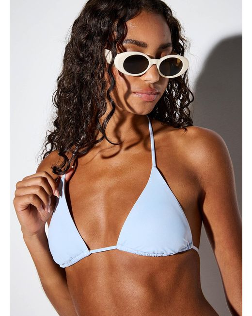 Simon's Blue Halter String Triangle Bra