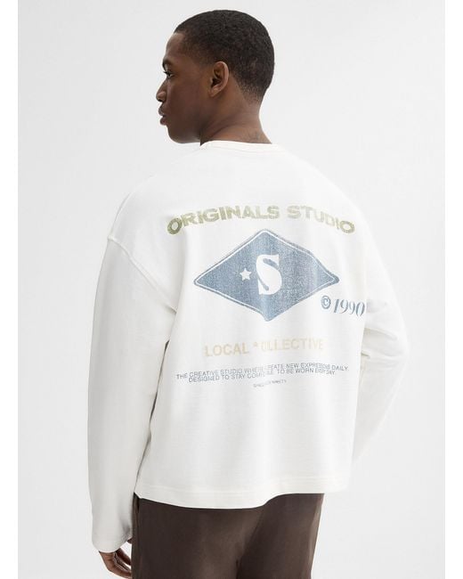 Jack & Jones White Front And Back Logo Sweatshirt for men