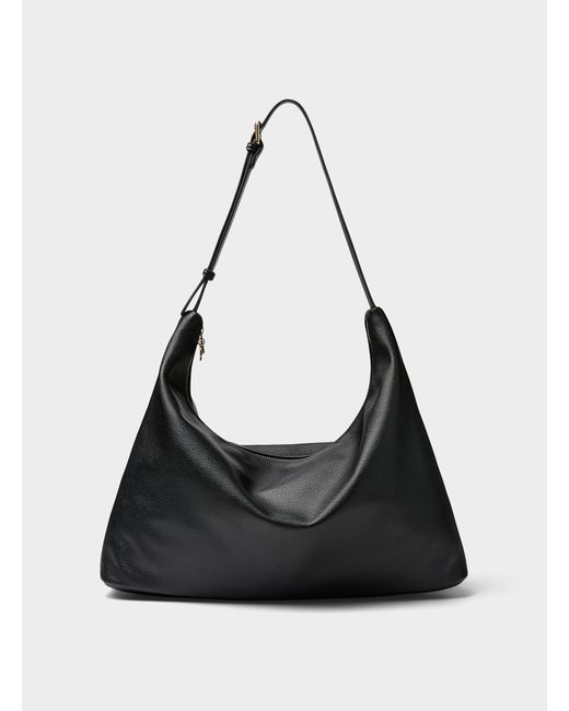 Ela Black Supple Trapezoidal Hobo Bag