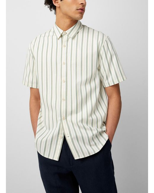 Vince Multicolor Vertical Stripe Short Sleeve Shirt for men