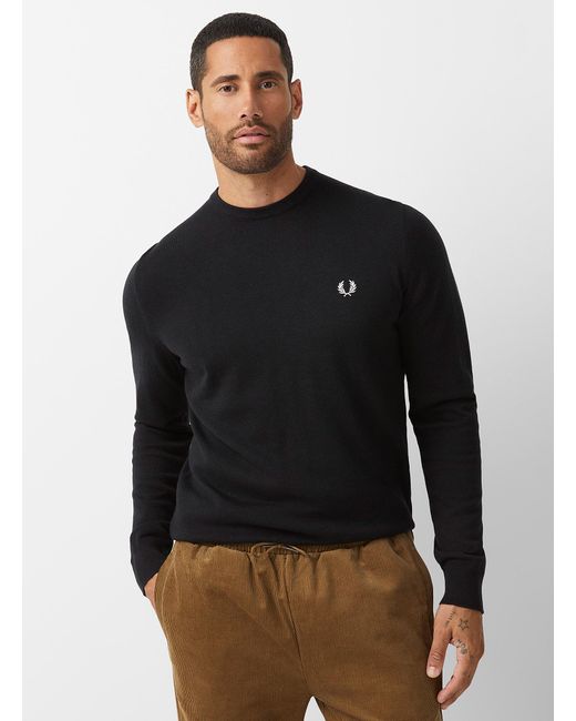 Fred Perry Cotton Laurel Emblem Sweater in Black for Men | Lyst