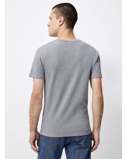 Le 31 Gray Ribbed Jersey Fitted T for men