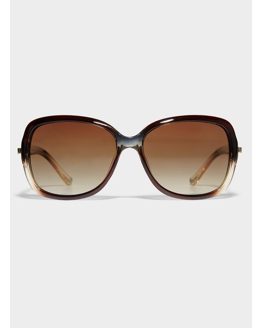 Simon's Brown Margot Polarized Oversized Rhinestone Sunglasses