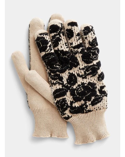 Ernest W. Baker Black Rose Jacquard Knit Gloves for men