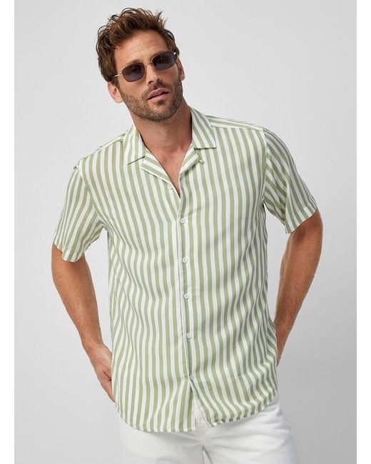 Only & Sons Green Seaside Stripe Camp Shirt Comfort Fit for men