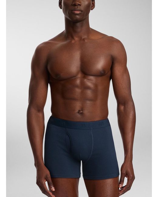 Le 31 Blue 5" Solid Organic Cotton Boxer Briefs 3 for men