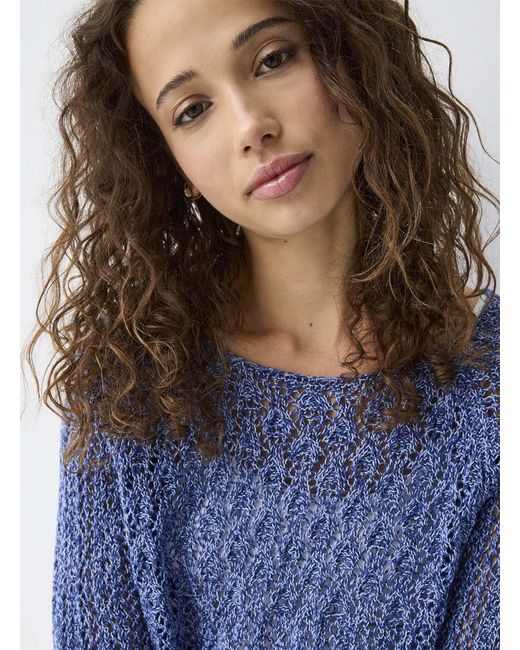 ONLY Blue Scalloped Edging Openwork Sweater