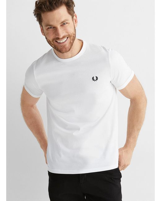 Fred Perry Minimalist Emblem T in White for Men - Lyst