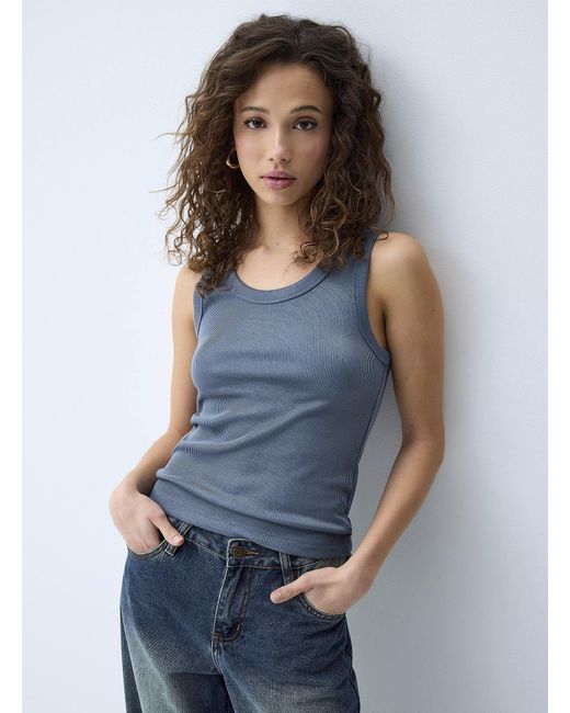 Twik Blue Finely Ribbed Cami