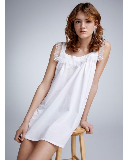 Motel White Lace Hem Babydoll Dress