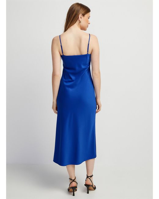Icône Blue Satiny Slip Dress